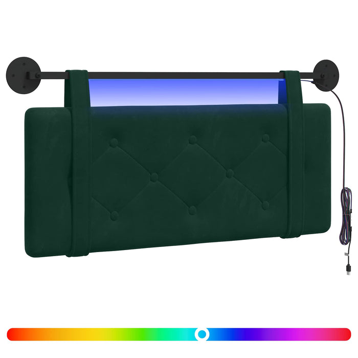 Tăblie de pat suspendată Cu lumină LED Verde închis Catifea - WALTI WALTI