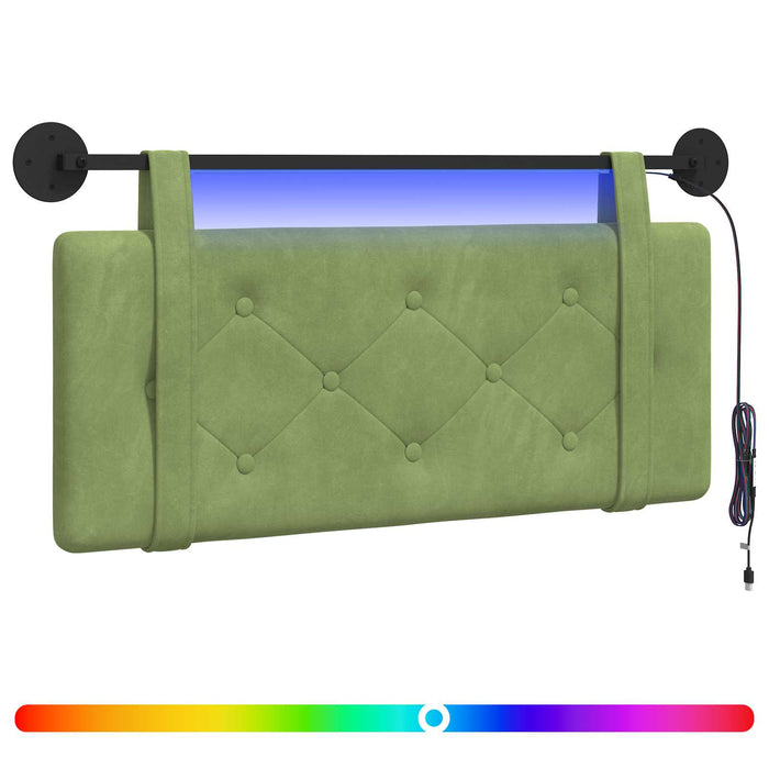 Tăblie de pat suspendată Cu lumină LED Verde deschis Catifea - WALTI WALTI