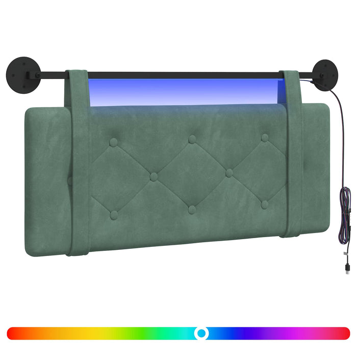 Tăblie de pat suspendată Cu lumină LED Verde Mării Catifea - WALTI WALTI