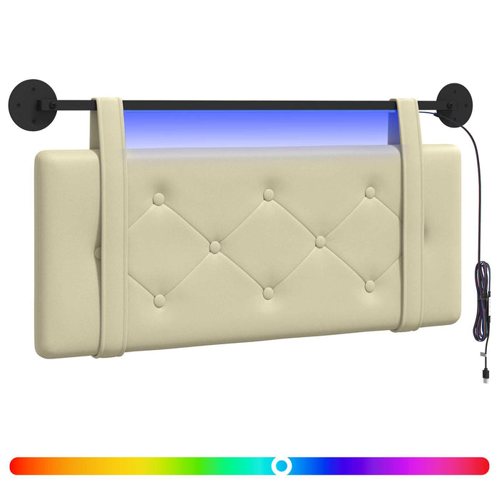 Tăblie de pat suspendată Cu lumină LED Crem Piele artificială - WALTI WALTI