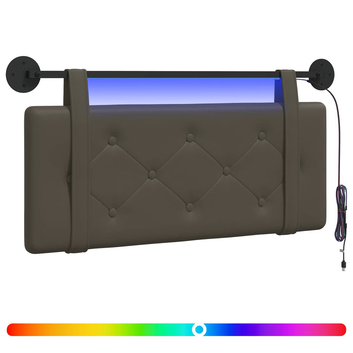 Tăblie de pat suspendată Cu lumină LED Gri Piele artificială - WALTI WALTI