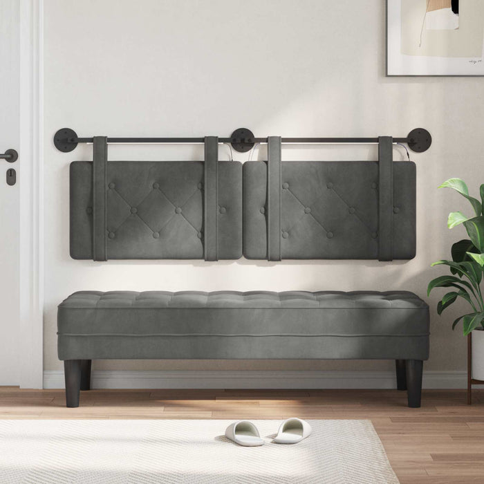 Tăblie de pat suspendată Cu lumină LED Gri închis Catifea - WALTI WALTI