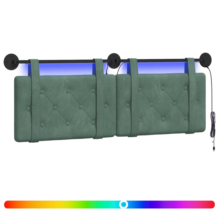 Tăblie de pat suspendată Cu lumină LED Verde Mării Catifea - WALTI WALTI