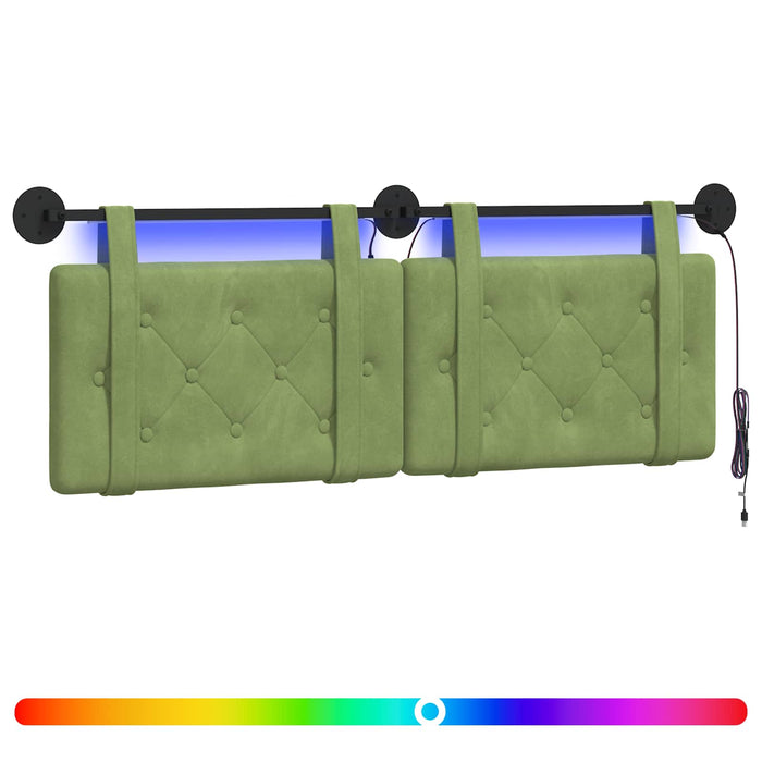 Tăblie de pat suspendată Cu lumină LED Verde deschis Catifea - WALTI WALTI