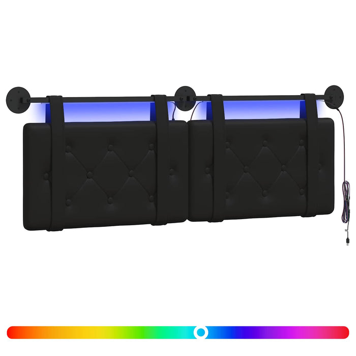 Tăblie de pat suspendată Cu lumină LED Negru Piele artificială - WALTI WALTI