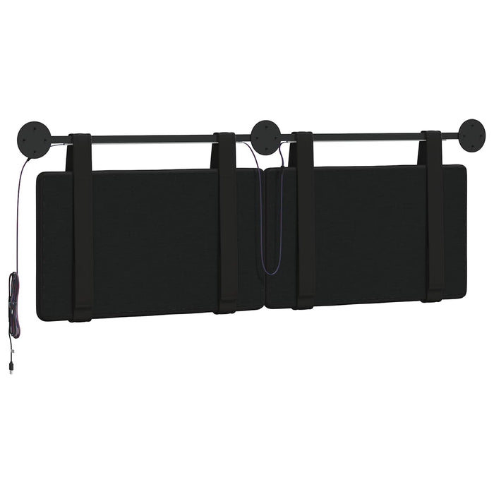 Tăblie de pat suspendată Cu lumină LED Negru Piele artificială - WALTI WALTI