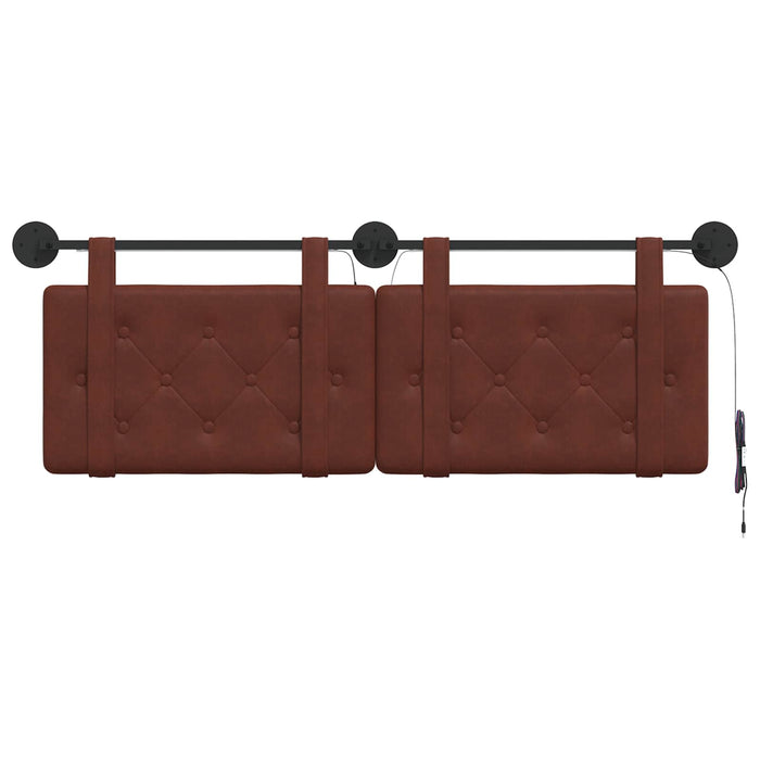 Tăblie de pat suspendată Cu lumină LED Maro Lucios PU antic - WALTI WALTI