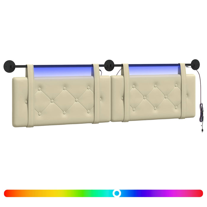 Tăblie de pat suspendată Cu lumină LED Crem Piele artificială - WALTI WALTI