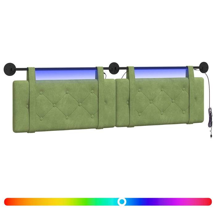 Tăblie de pat suspendată Cu lumină LED Verde deschis Catifea - WALTI WALTI