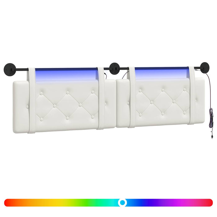 Tăblie de pat suspendată Cu lumină LED Alb Piele artificială - WALTI WALTI