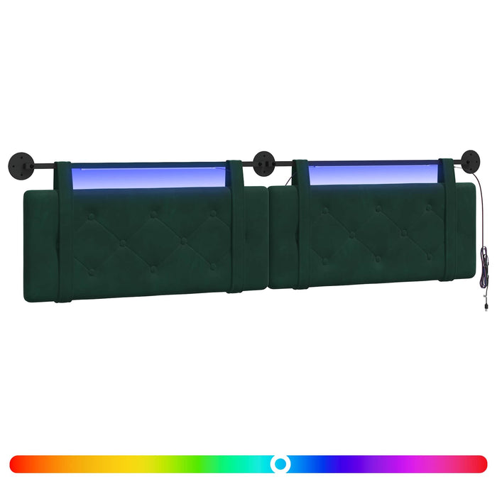 Tăblie de pat suspendată Cu lumină LED Verde închis Catifea - WALTI WALTI