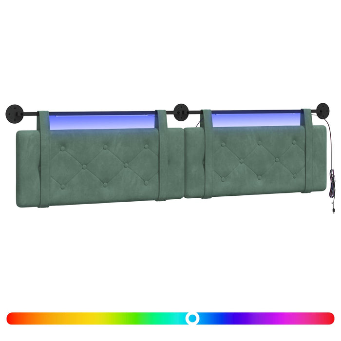 Tăblie de pat suspendată Cu lumină LED Verde Mării Catifea - WALTI WALTI