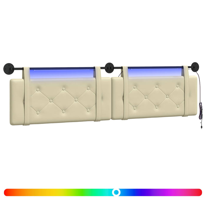 Tăblie de pat suspendată Cu lumină LED Crem Piele artificială - WALTI WALTI