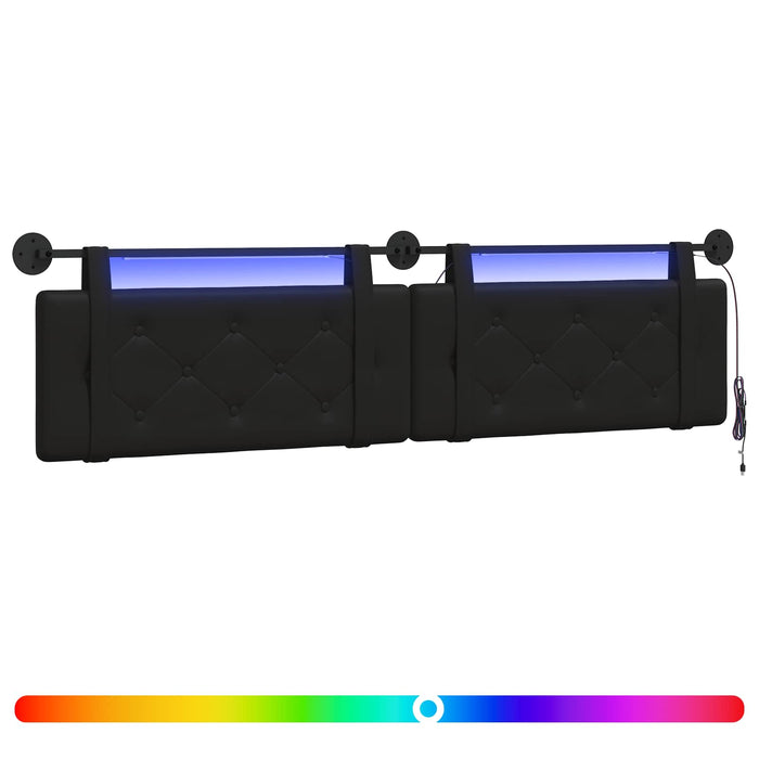 Tăblie de pat suspendată Cu lumină LED Negru Piele artificială - WALTI WALTI