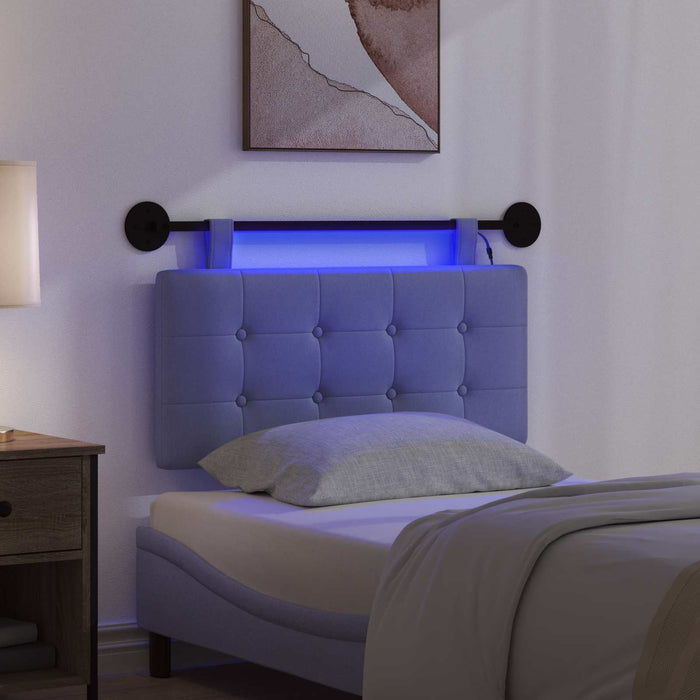 Tăblie de pat suspendată Cu lumină LED Albastru Jeans Țesătură - WALTI WALTI