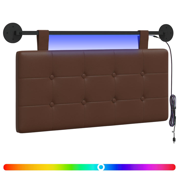 Tăblie de pat suspendată Cu lumină LED Maro Piele artificială - WALTI WALTI