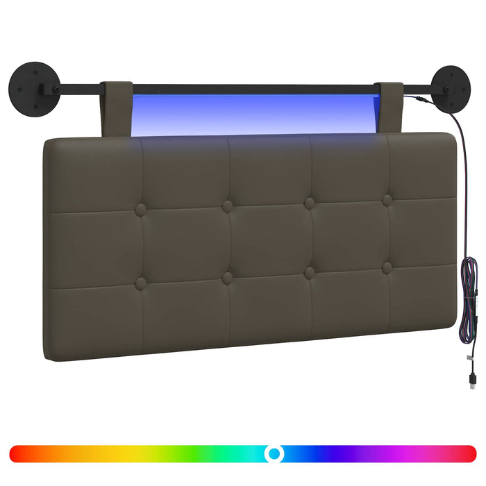 Tăblie de pat suspendată Cu lumină LED Gri Piele artificială - WALTI WALTI