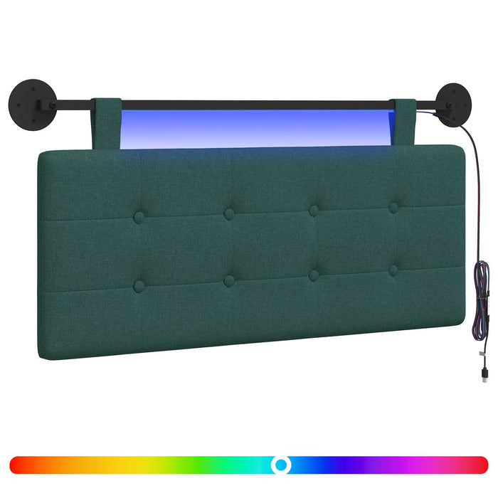 Tăblie de pat suspendată Cu lumină LED Verde închis Țesătură - WALTI WALTI