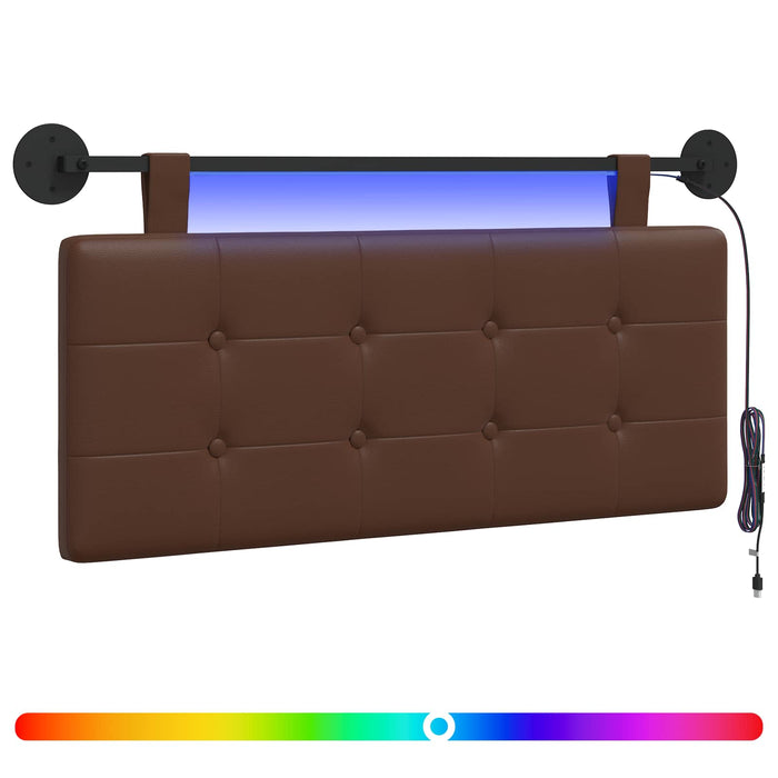 Tăblie de pat suspendată Cu lumină LED Maro Piele artificială - WALTI WALTI