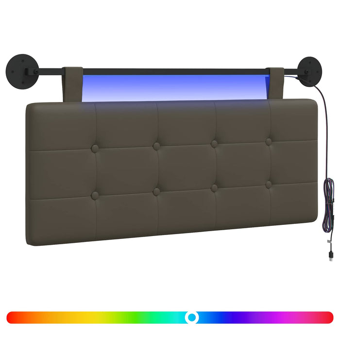 Tăblie de pat suspendată Cu lumină LED Gri Piele artificială - WALTI WALTI