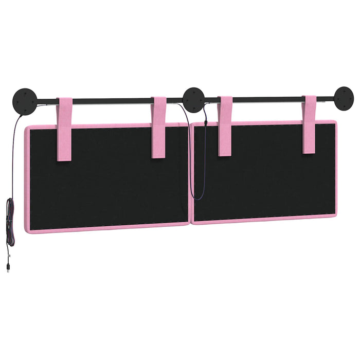 Tăblie de pat suspendată Cu lumină LED Roz Țesătură - WALTI WALTI
