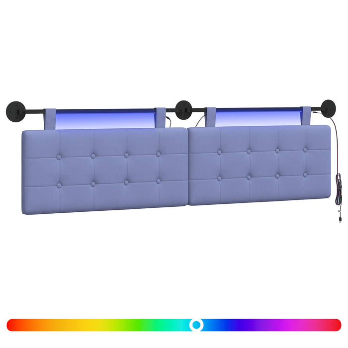 Tăblie de pat suspendată Cu lumină LED Albastru Jeans Țesătură - WALTI WALTI