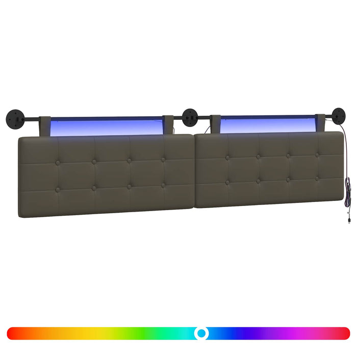 Tăblie de pat suspendată Cu lumină LED Gri Piele artificială - WALTI WALTI