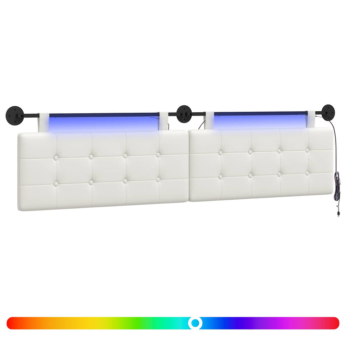Tăblie de pat suspendată Cu lumină LED Alb Piele artificială - WALTI WALTI