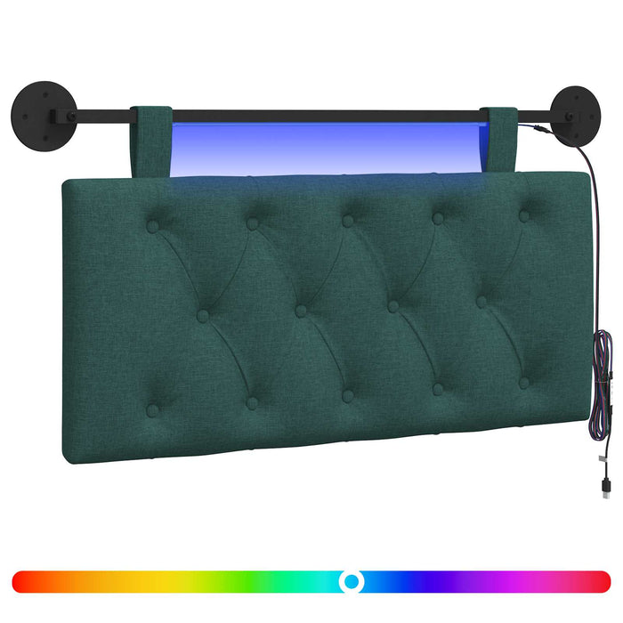 Tăblie de pat suspendată Cu lumină LED Verde închis Țesătură - WALTI WALTI