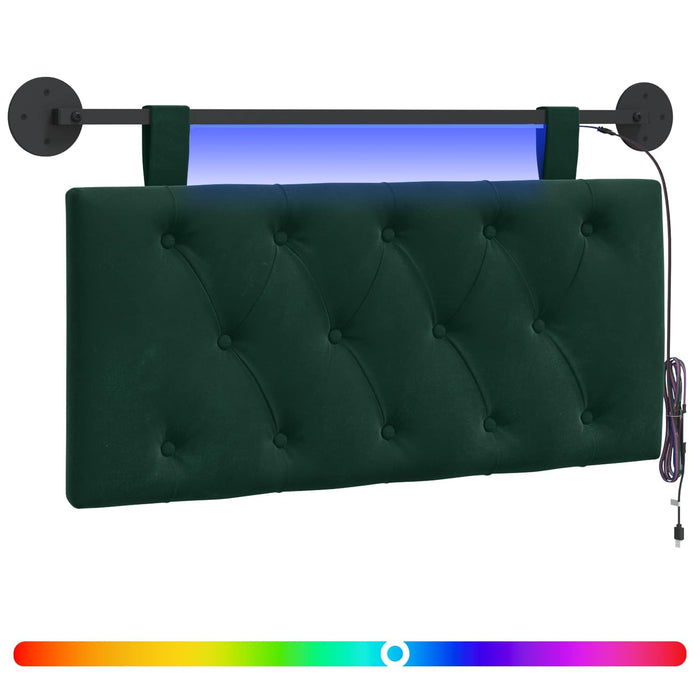 Tăblie de pat suspendată Cu lumină LED Verde închis Catifea - WALTI WALTI