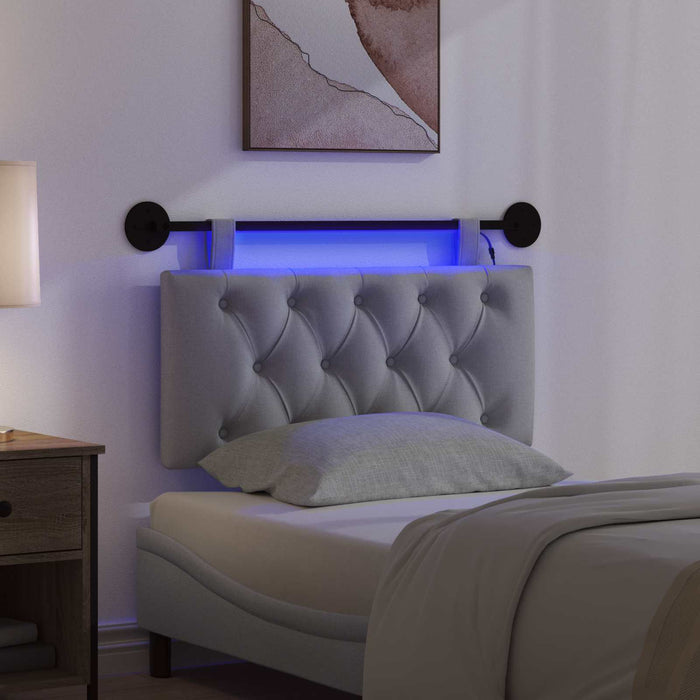Tăblie de pat suspendată Cu lumină LED Gri deschis Țesătură - WALTI WALTI