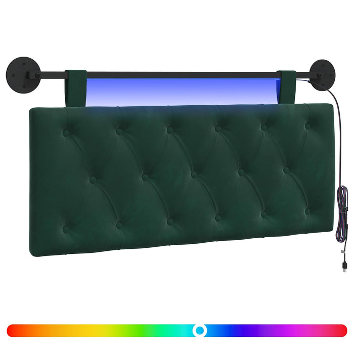 Tăblie de pat suspendată Cu lumină LED Verde închis Catifea - WALTI WALTI