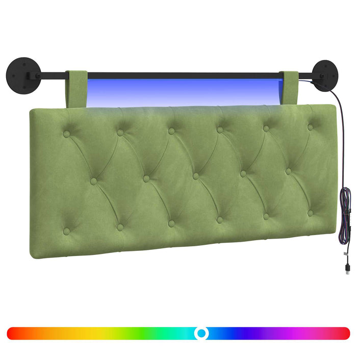 Tăblie de pat suspendată Cu lumină LED Verde deschis Catifea - WALTI WALTI