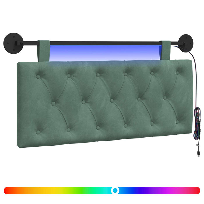 Tăblie de pat suspendată Cu lumină LED Verde Mării Catifea - WALTI WALTI