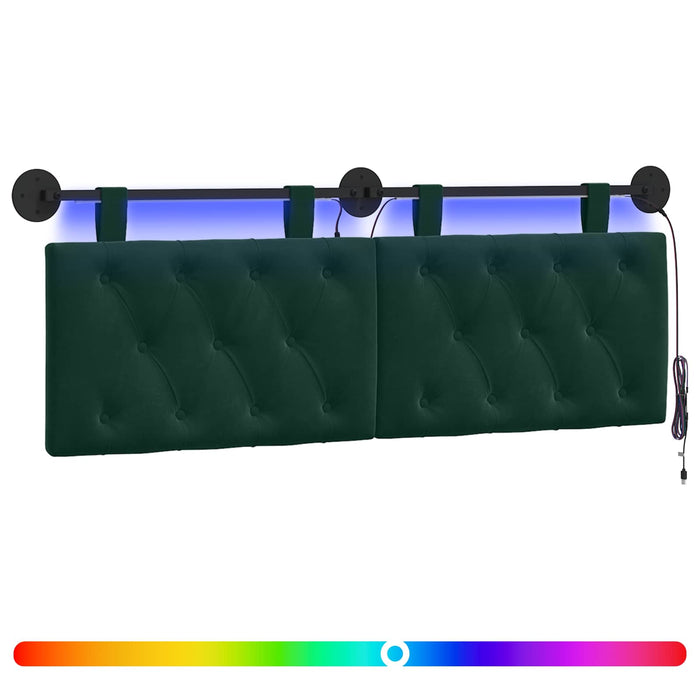 Tăblie de pat suspendată Cu lumină LED Verde închis Catifea - WALTI WALTI