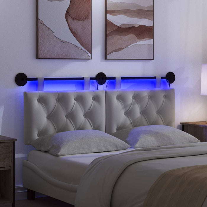 Tăblie de pat suspendată Cu lumină LED Alb Țesătură - WALTI WALTI