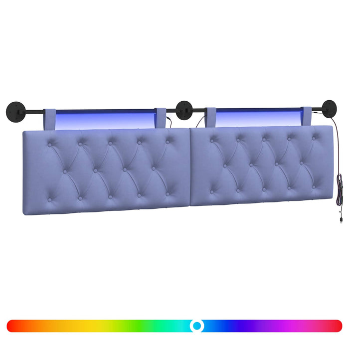 Tăblie de pat suspendată Cu lumină LED Albastru Jeans Țesătură - WALTI WALTI