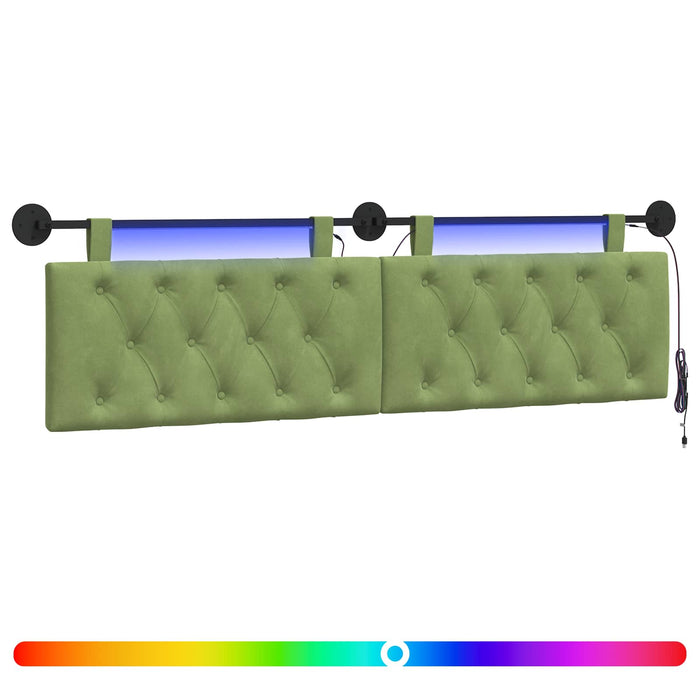 Tăblie de pat suspendată Cu lumină LED Verde deschis Catifea - WALTI WALTI