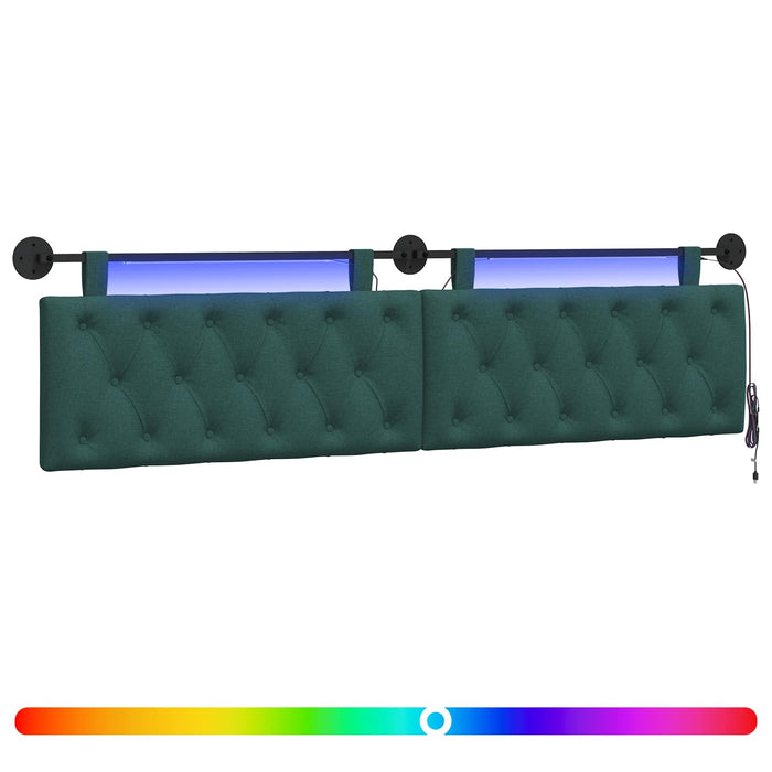 Tăblie de pat suspendată Cu lumină LED Verde închis Țesătură - WALTI WALTI