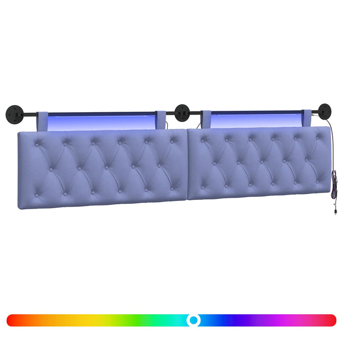 Tăblie de pat suspendată Cu lumină LED Albastru Jeans Țesătură - WALTI WALTI