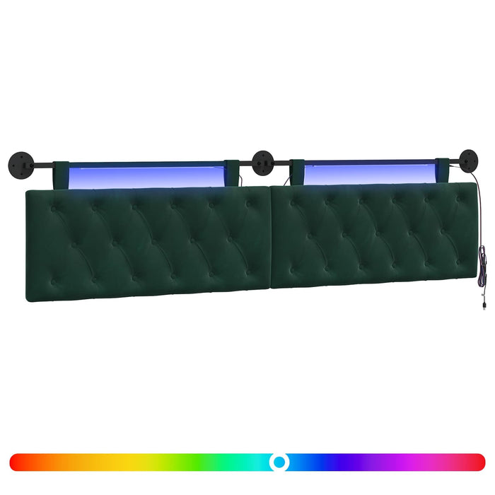 Tăblie de pat suspendată Cu lumină LED Verde închis Catifea - WALTI WALTI