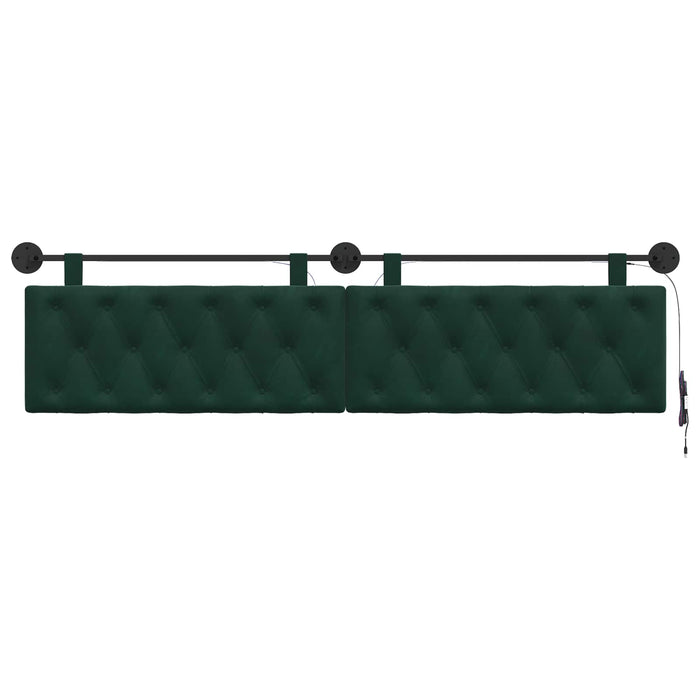 Tăblie de pat suspendată Cu lumină LED Verde închis Catifea - WALTI WALTI
