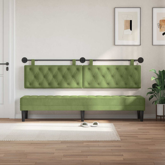 Tăblie de pat suspendată Cu lumină LED Verde deschis Catifea - WALTI WALTI