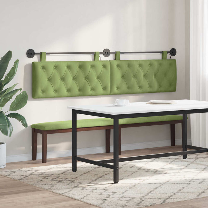 Tăblie de pat suspendată Cu lumină LED Verde deschis Catifea - WALTI WALTI