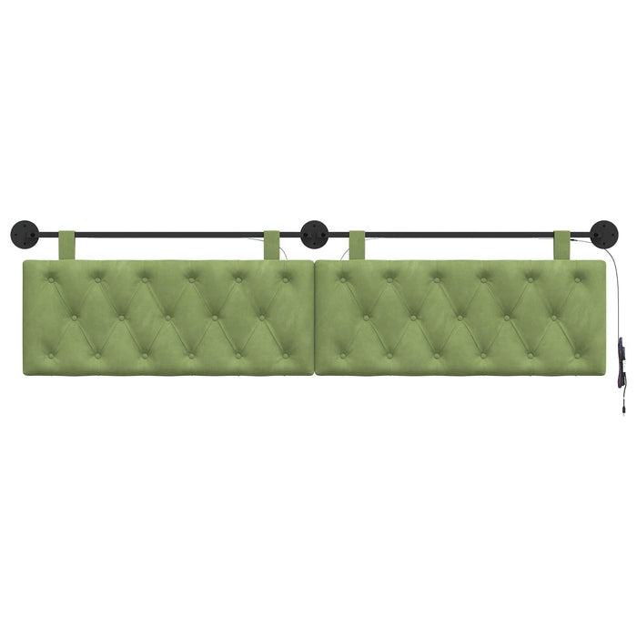 Tăblie de pat suspendată Cu lumină LED Verde deschis Catifea - WALTI WALTI