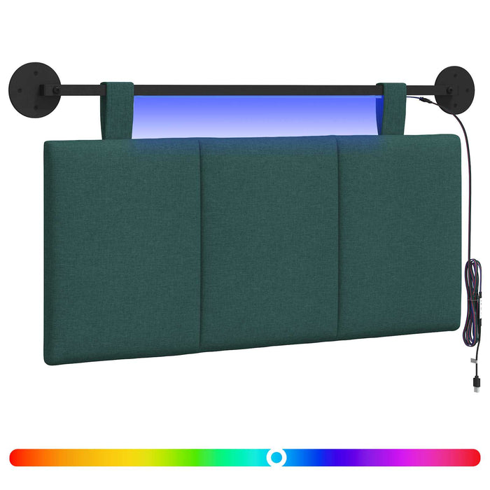 Tăblie de pat suspendată Cu lumină LED Verde închis Țesătură - WALTI WALTI