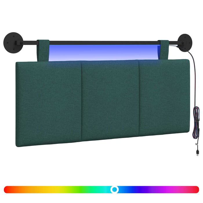 Tăblie de pat suspendată Cu lumină LED Verde închis Țesătură - WALTI WALTI