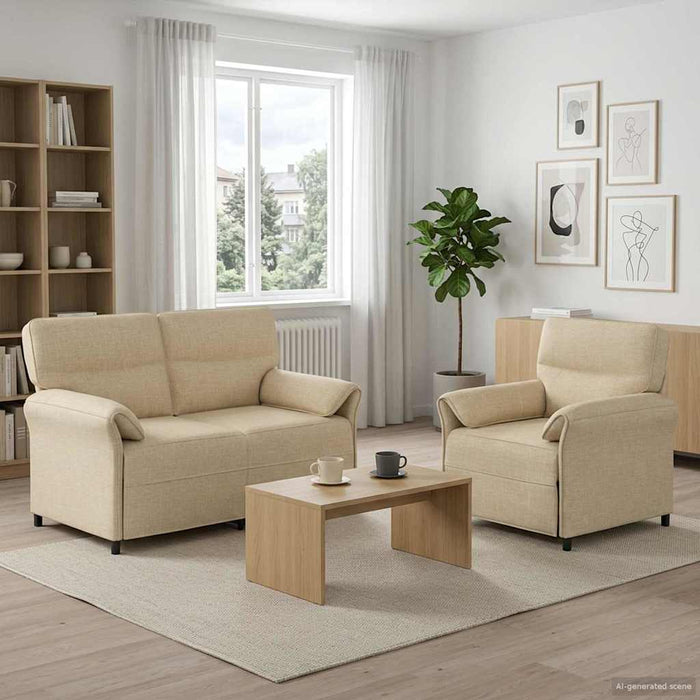 Set de canapea 2 buc. Crem Țesătură WALTI