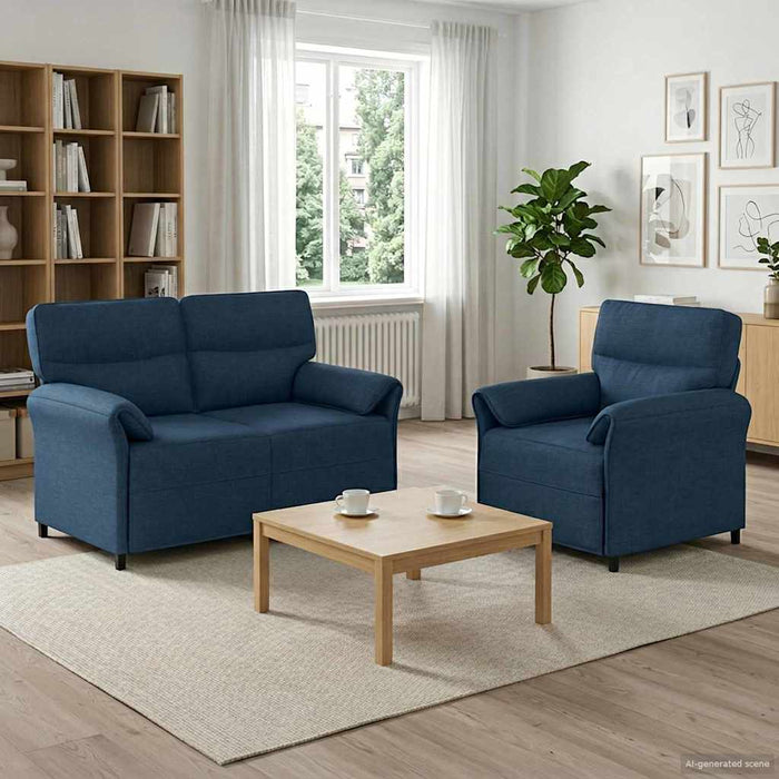 Set de canapea 2 buc. albastru Țesătură WALTI