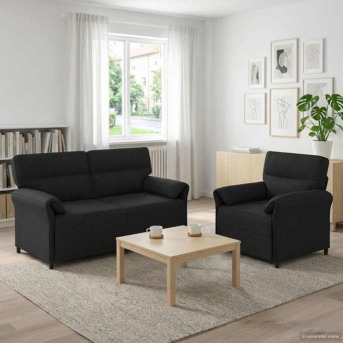 Set de canapea 2 buc. Negru Țesătură WALTI